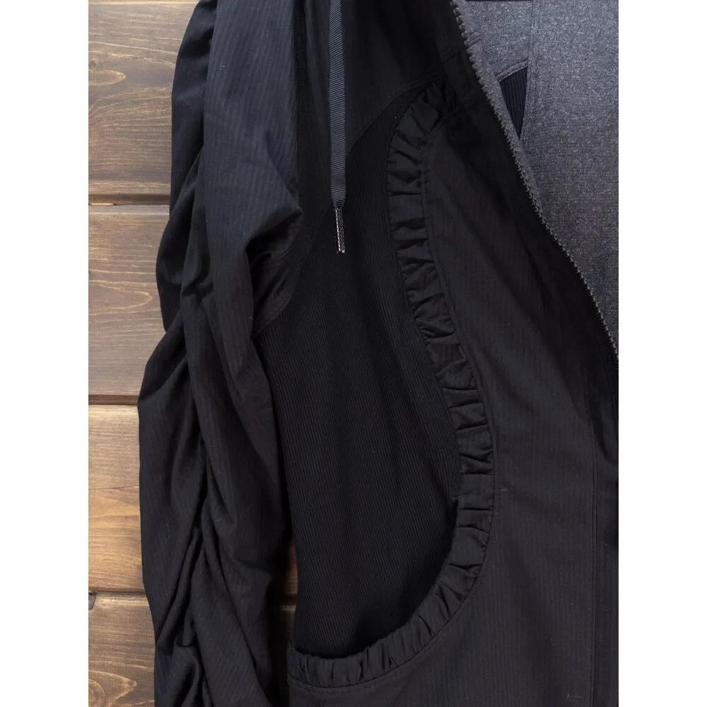 Lululemon Reversible Dance Studio Jacket Black Gray Size 8 Hooded Zip